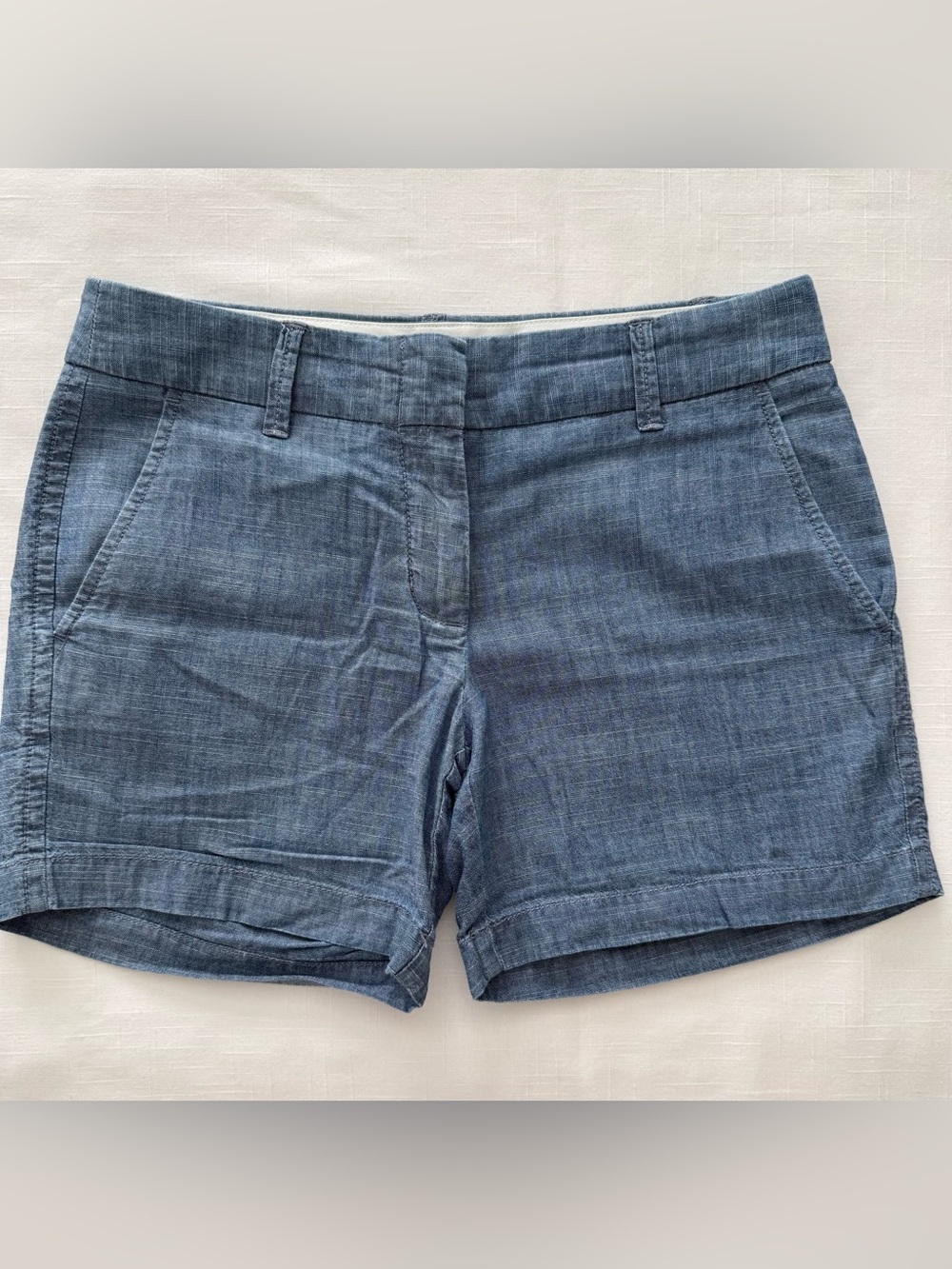 J. Crew 5” Inseam Chambray Blue Cotton Shorts Size 0